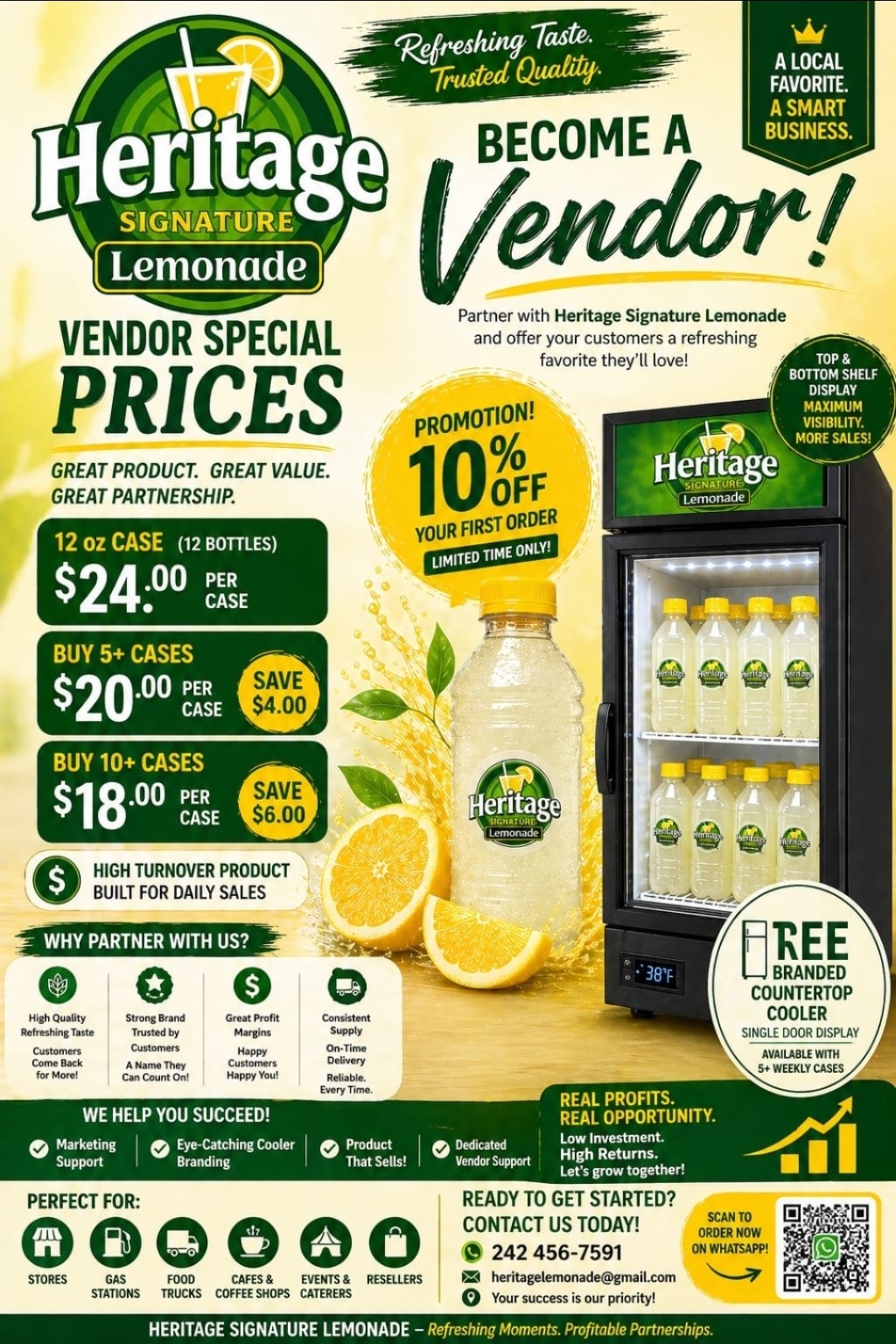 Heritage Signature Lemonade vendor program and pricing